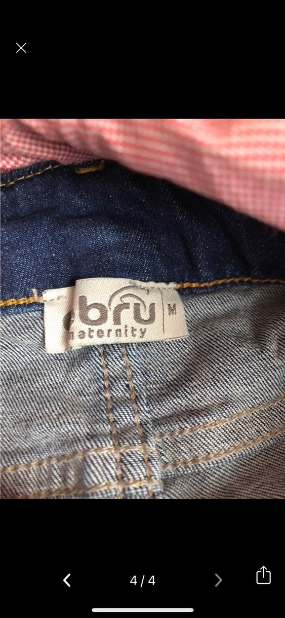 Nakışlı Lacivert Hamile Kot Salopet - Görsel 4