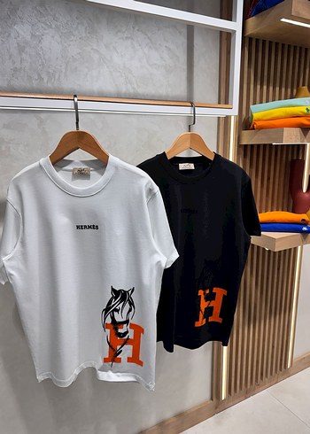Hermes Beyaz Baskılı Erkek Tişört - Görsel 3