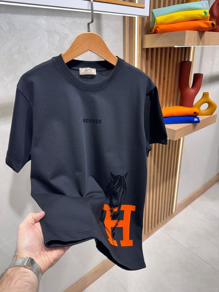 Hermes Beyaz Baskılı Erkek Tişört - Görsel 4