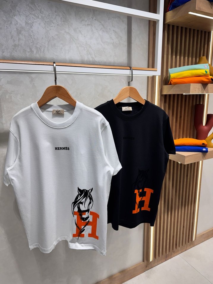 Hermes Beyaz Baskılı Erkek Tişört - Görsel 3
