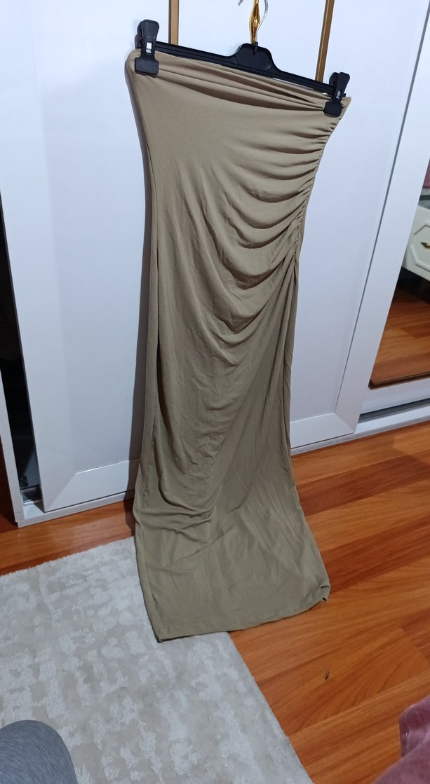 straplez Uzun Kadın Elbise - Görsel 4