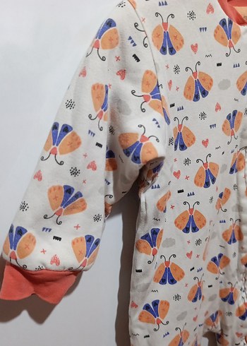 Pastel Renkli Kelebek Desenli Kız Bebek Tulum - Görsel 5