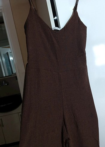 V Yaka dökümlü Uzun Kadın Tulum - Görsel 4