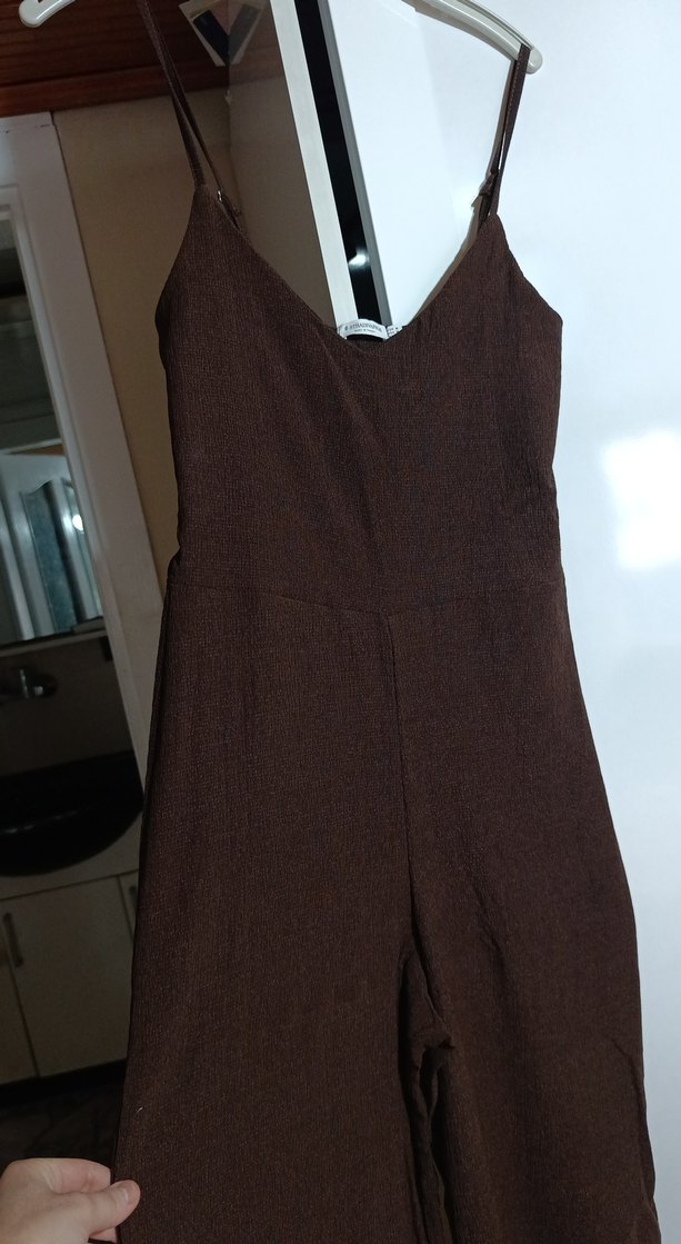 V Yaka dökümlü Uzun Kadın Tulum - Görsel 4