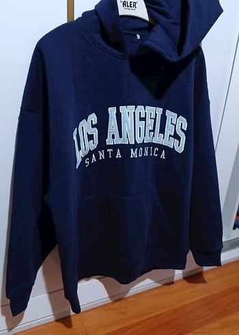 lacivert Oversize Kapüşonlu Sweatshirt - Görsel 2