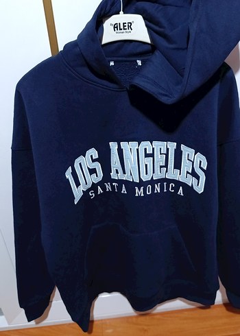 lacivert Oversize Kapüşonlu Sweatshirt - Görsel 3