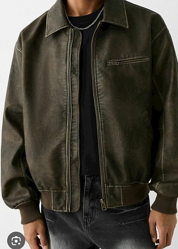 Bershka Faux Leather Vintage Ceket - Görsel 2