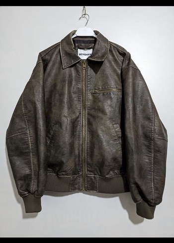 Bershka Faux Leather Vintage Ceket - Görsel 4