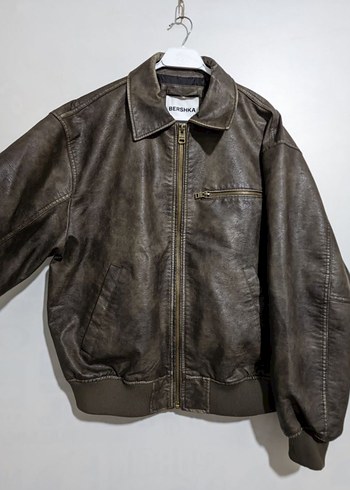 Bershka Faux Leather Vintage Ceket - Görsel 5