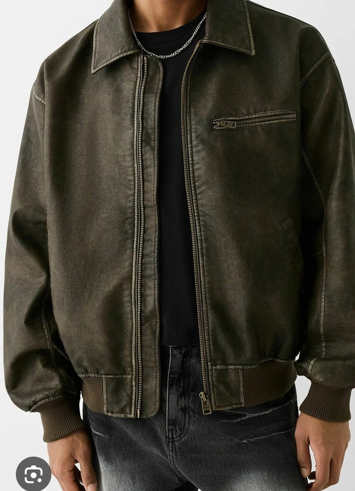 Bershka Faux Leather Vintage Ceket - Görsel 2