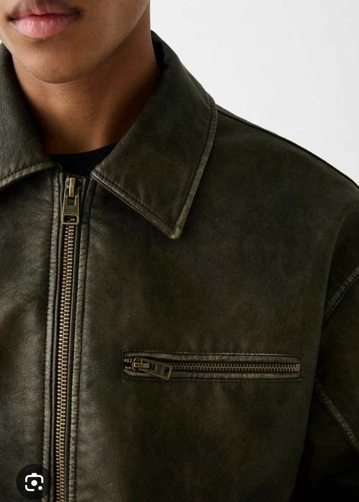 Bershka Faux Leather Vintage Ceket - Görsel 3