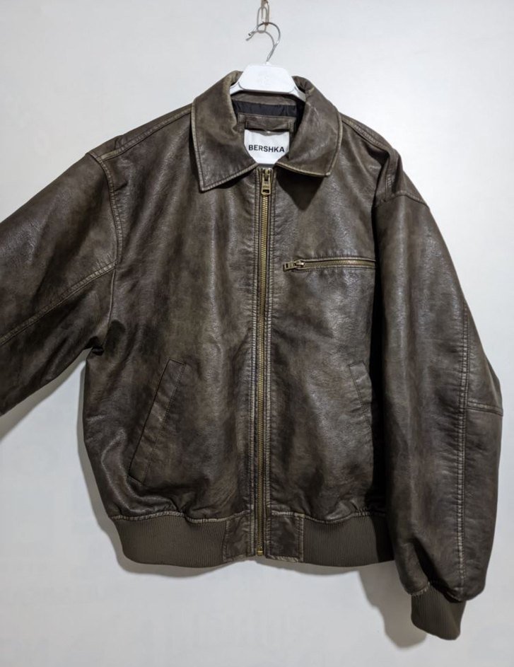 Bershka Faux Leather Vintage Ceket - Görsel 5