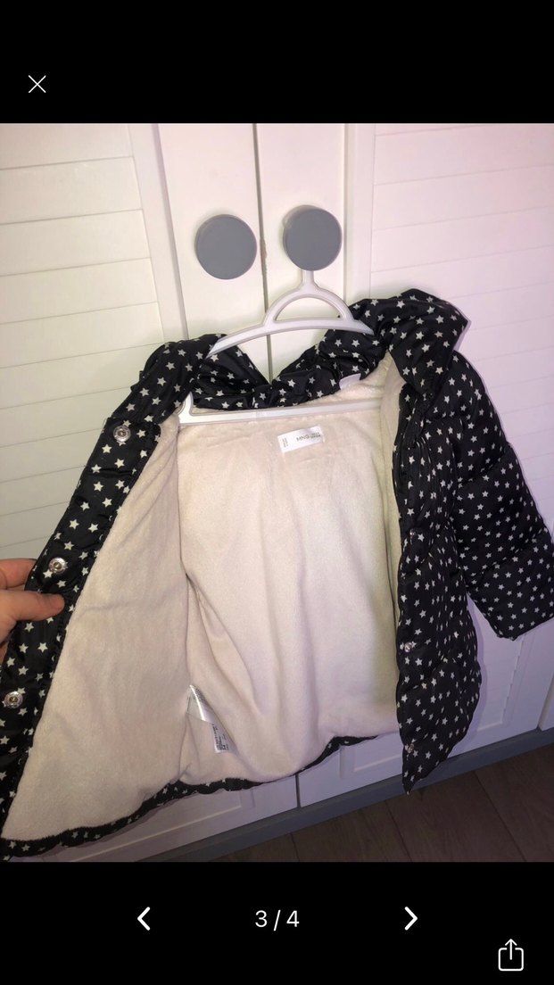 Kız Çocuk Siyah Yıldız Desenli Mont - Görsel 3