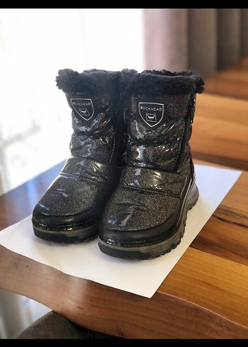 Kız Çocuk Siyah Yılan Desenli Kürklü Bot - Görsel 2