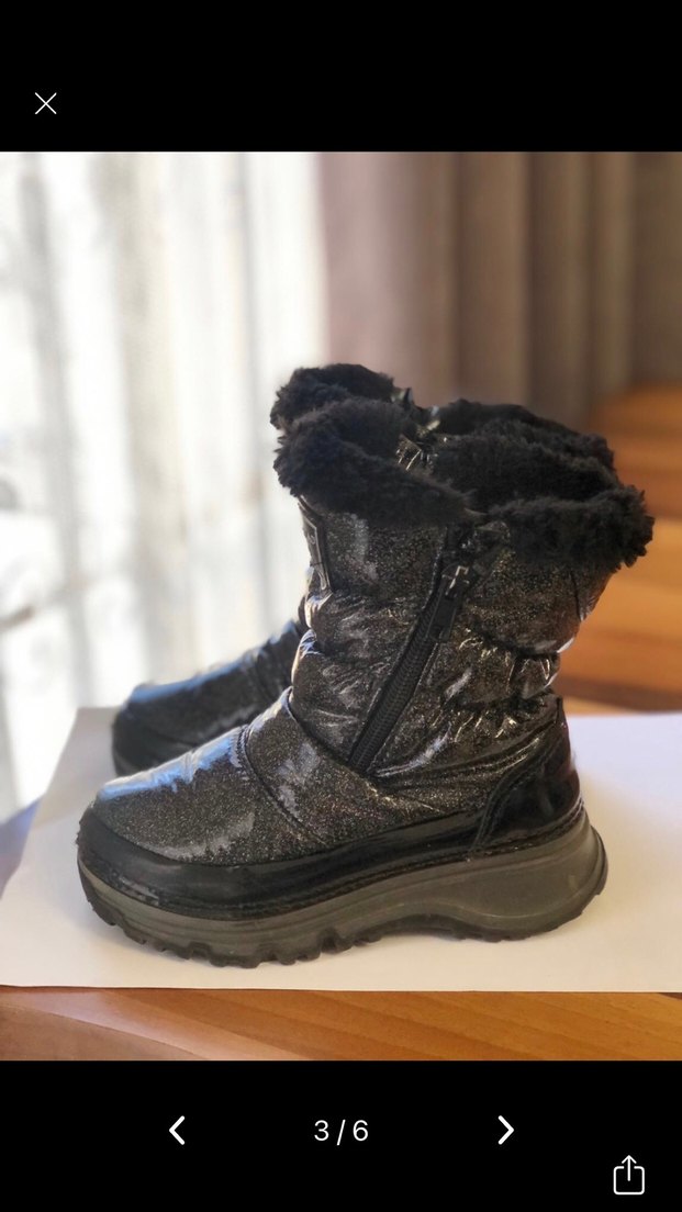 Kız Çocuk Siyah Yılan Desenli Kürklü Bot - Görsel 3