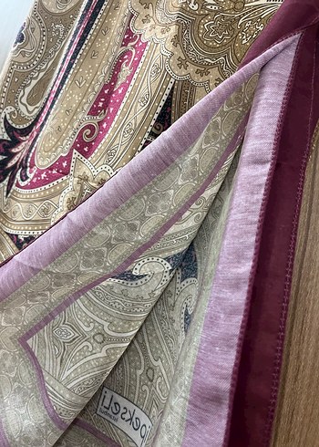 Bordo Bohem Kadın Saten Şal - Görsel 3