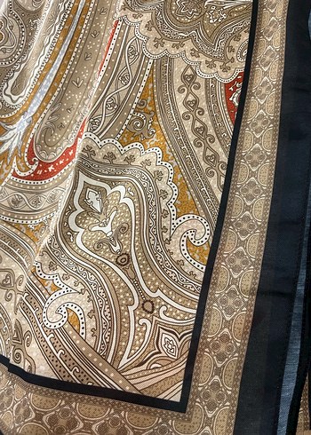 Bohem Tarzı Kahverengi Gri Desenli Kadın Şal - Görsel 3