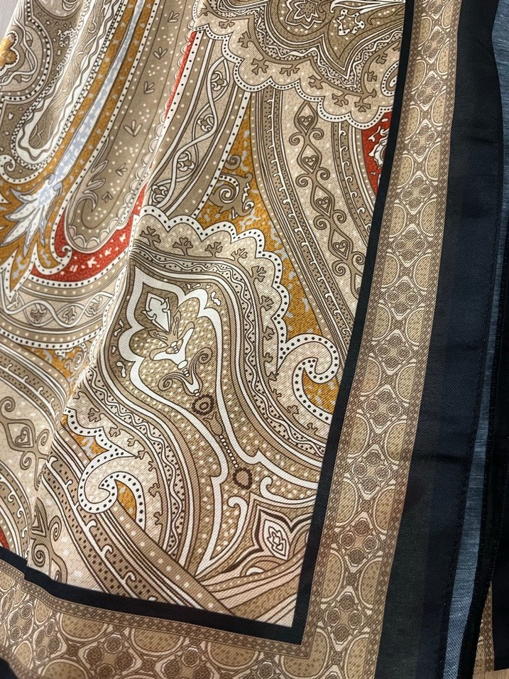 Bohem Tarzı Kahverengi Gri Desenli Kadın Şal - Görsel 3