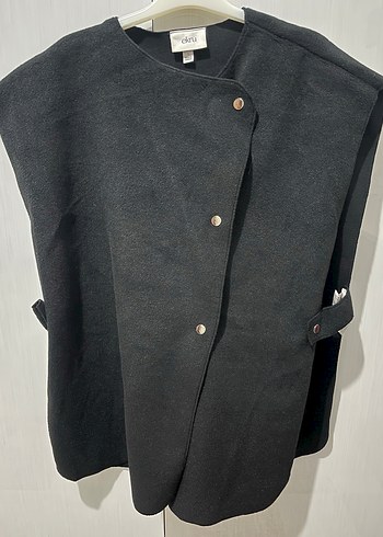 Düğmeli Siyah Kısa Kadın Yelek - Görsel 2