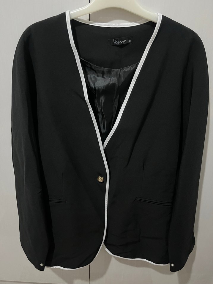 Düğmeli Siyah Kadın Blazer Ceket - Görsel 3