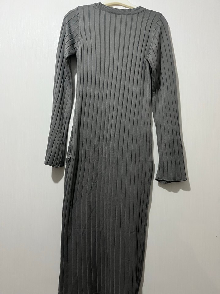 Gri Kadın Uzun Pilili Elbise - Görsel 2