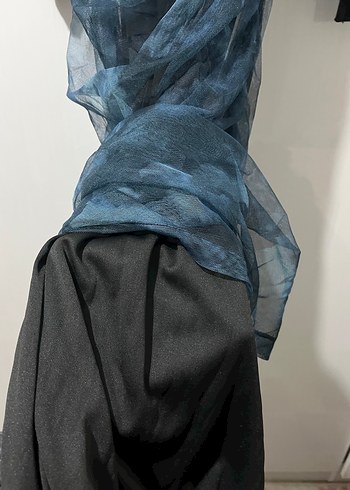 Kadın Lacivert Uzun Drapeli Batik Elbise - Görsel 3