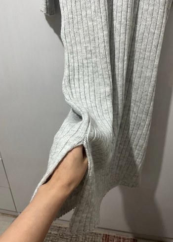 Gri Triko Boğazlı Uzun Kadın Elbise - Görsel 5