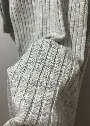 Gri Triko Boğazlı Uzun Kadın Elbise - Görsel 4