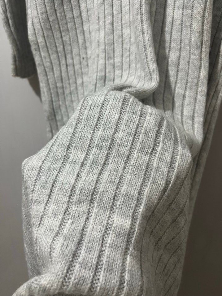 Gri Triko Boğazlı Uzun Kadın Elbise - Görsel 4