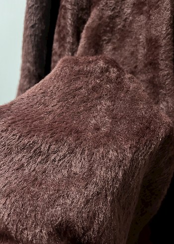 Uzun Kahverengi Bol Kesim Kadın elbise - Görsel 3