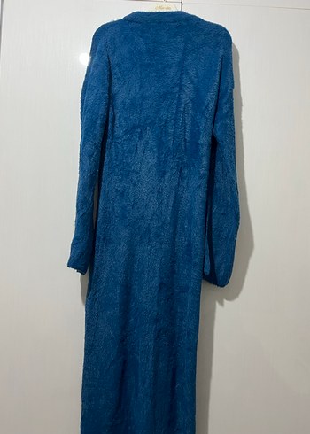 Lacivert Uzun Örme pamuk Elbise - Görsel 3