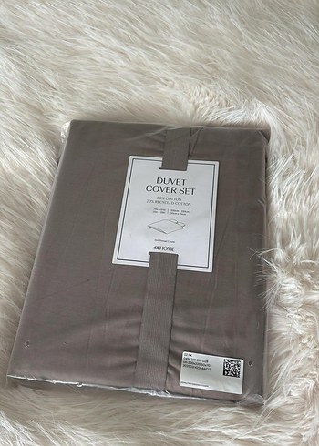 H&M HOME ÇİFT KİŞİLİK Bej Gri Düz Nevresim Takımı - Görsel 2