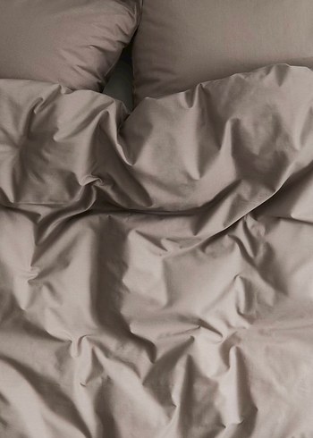 H&M HOME ÇİFT KİŞİLİK Bej Gri Düz Nevresim Takımı - Görsel 4