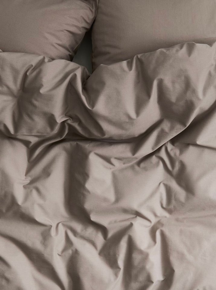 H&M HOME ÇİFT KİŞİLİK Bej Gri Düz Nevresim Takımı - Görsel 4