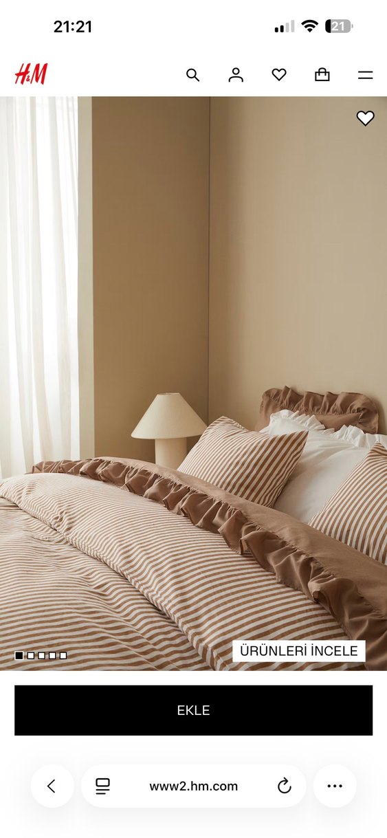 H&M PAMUKLU ÇİFT KİŞİLİK/BATTAL BOY NEVRESİM TAKIMI - Görsel 4