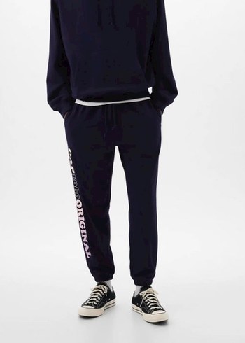 GAP Lacivert Baskılı Rahat Kesim Erkek Eşofman Altı - Görsel 3