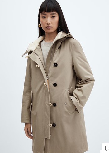 MANGO KÜRK YAKALI MİDİ PARKA - Görsel 2