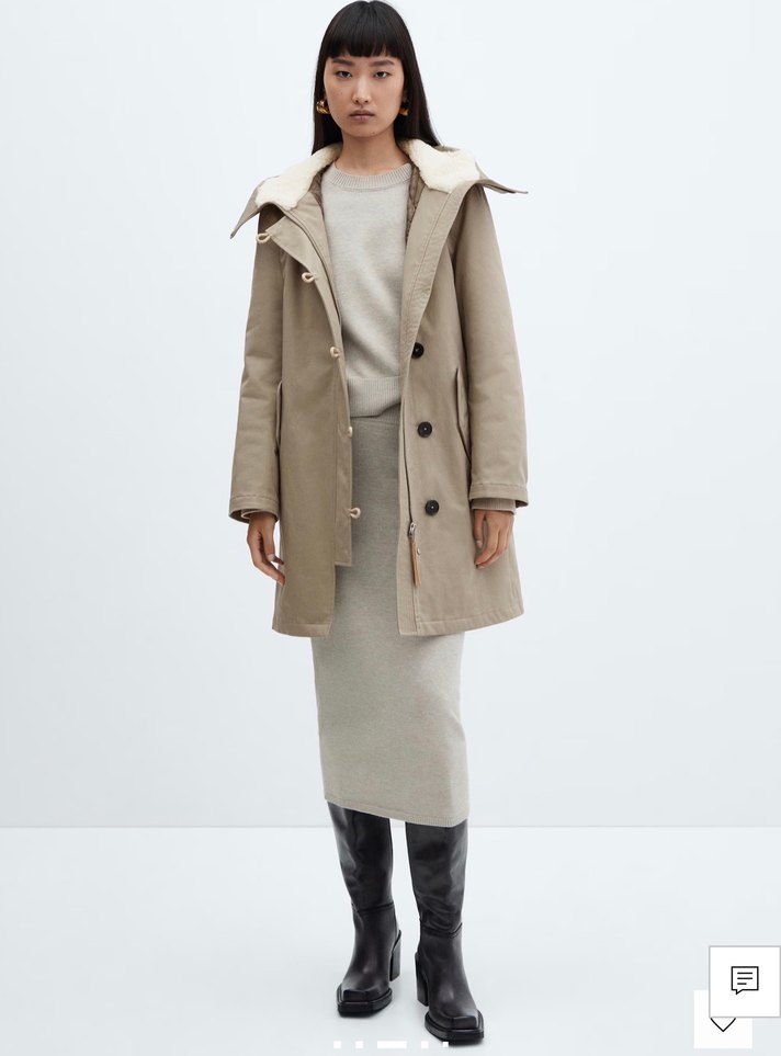 MANGO KÜRK YAKALI MİDİ PARKA - Görsel 3