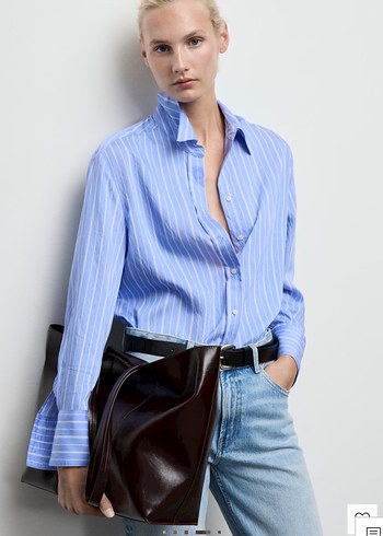 MANGO DÜZ KESİM ÇİZGİLİ GÖMLEK - Görsel 5