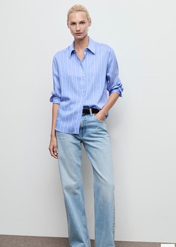 MANGO DÜZ KESİM ÇİZGİLİ GÖMLEK - Görsel 2