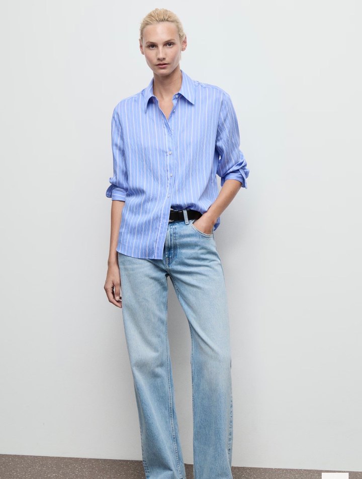 MANGO DÜZ KESİM ÇİZGİLİ GÖMLEK - Görsel 2