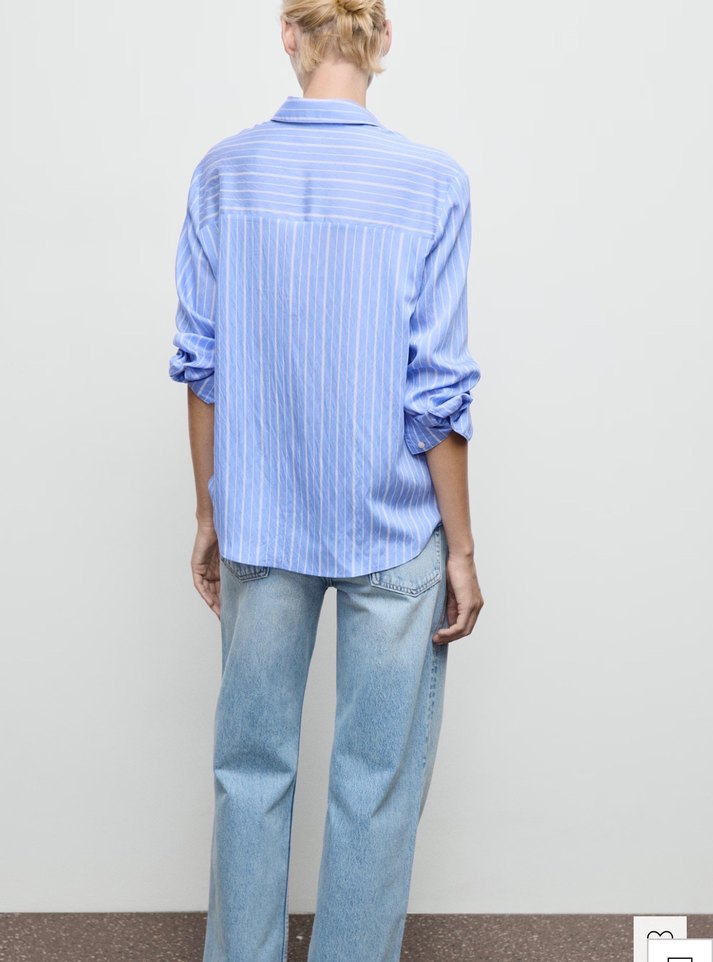 MANGO DÜZ KESİM ÇİZGİLİ GÖMLEK - Görsel 3