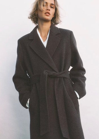 H&M YÜN KARIŞIMLI VE KUŞAKLI KABAN - Görsel 4