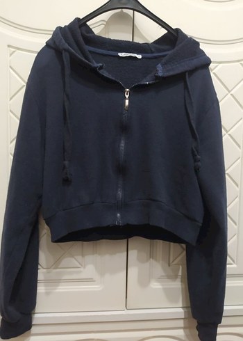 Kadın Lacivert Fermuarlı Sweatshirt - Görsel 2