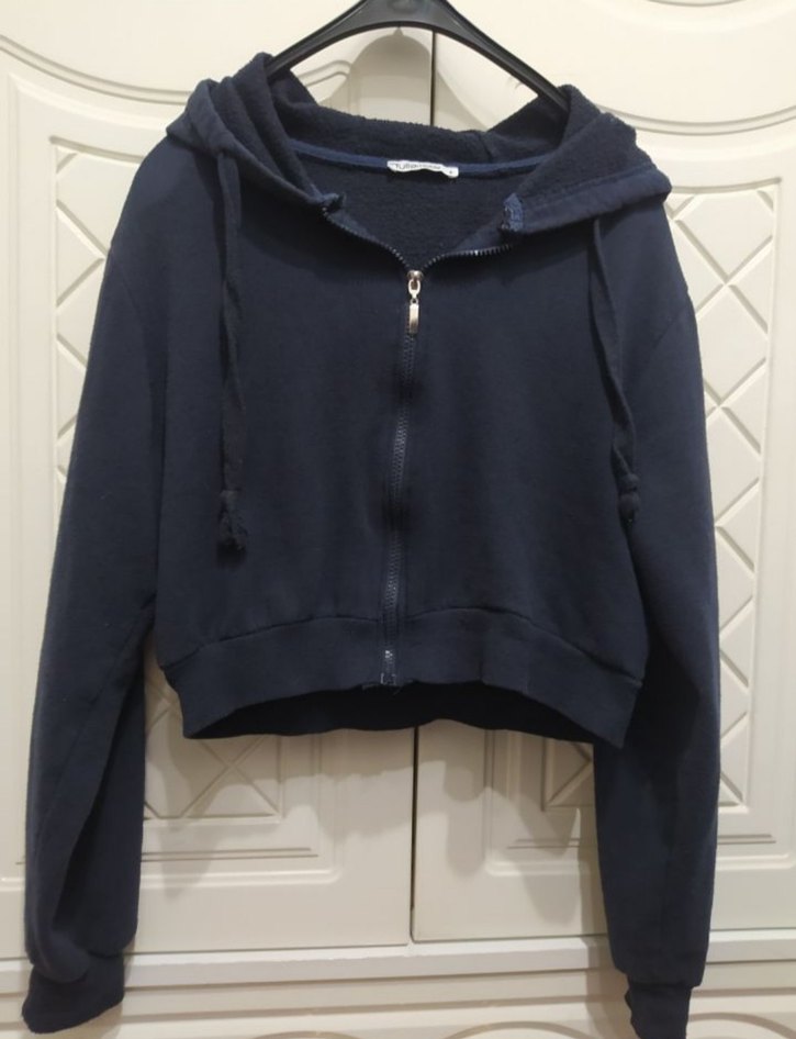 Kadın Lacivert Fermuarlı Sweatshirt - Görsel 2