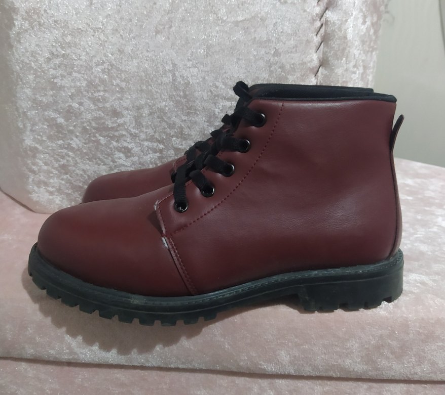 Bordo Deri Kadın Bot - Görsel 2