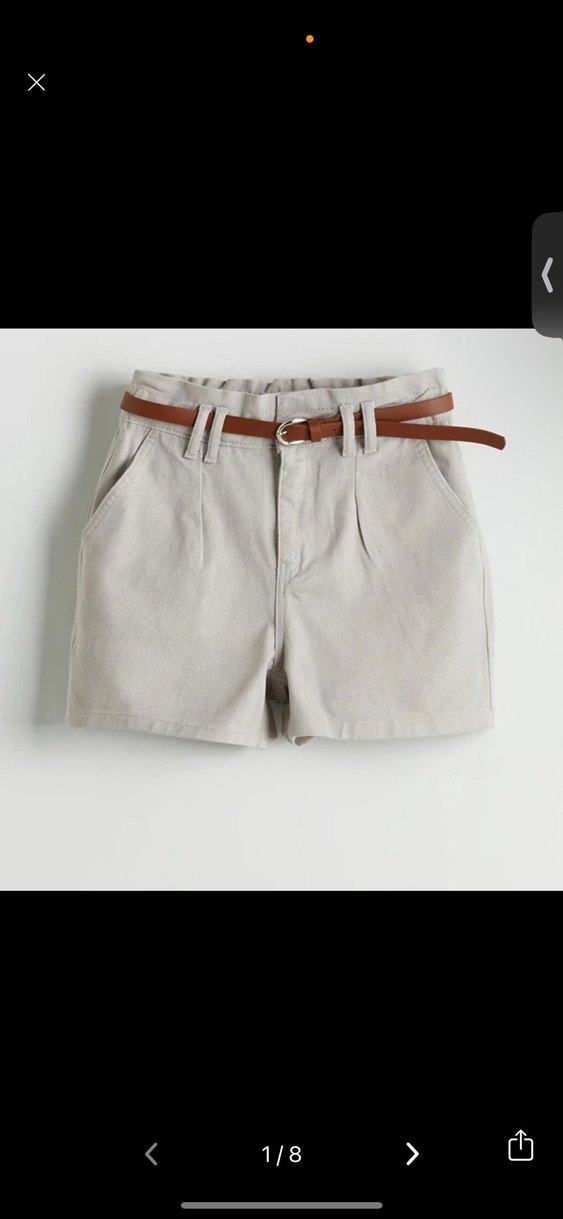 Kemerli Bej Kadın Bermuda Şort - Görsel 2