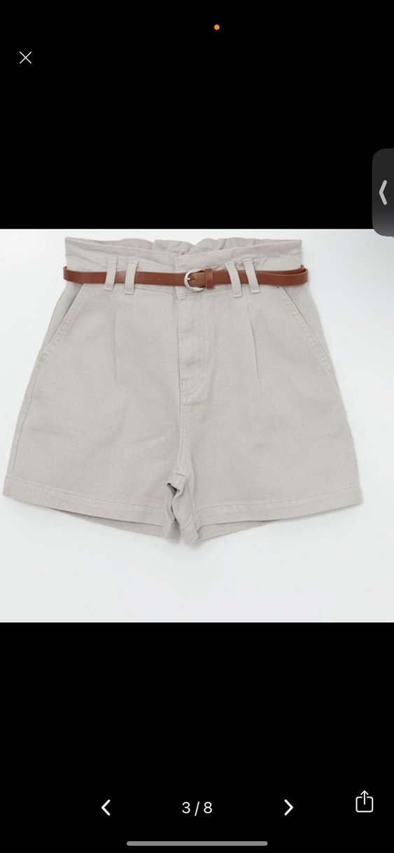 Kemerli Bej Kadın Bermuda Şort - Görsel 4