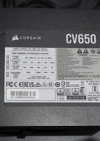 Corsair CV650 Siyah Güç Kaynağı - Görsel 3