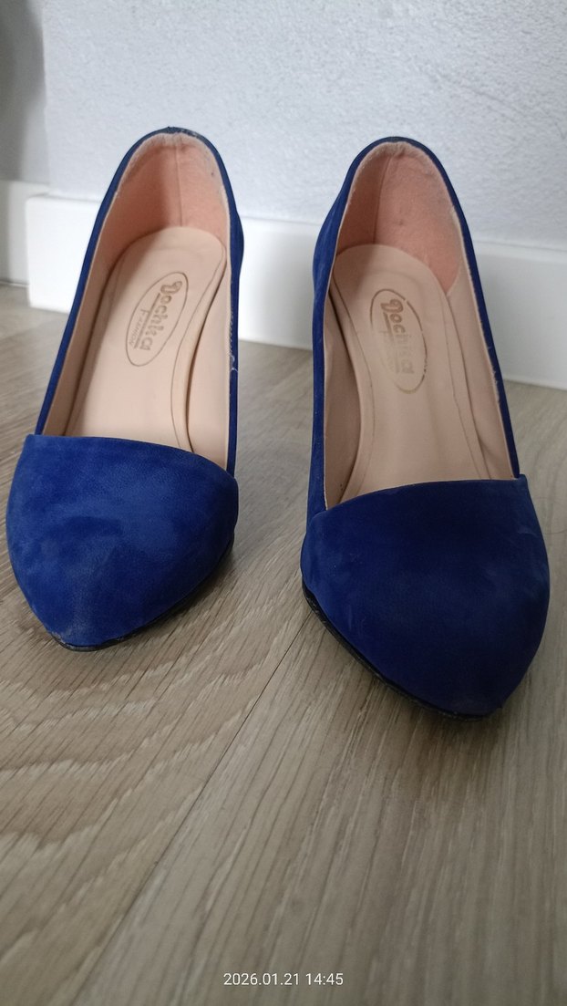 Mavi Süet Topuklu Kadın Stiletto - Görsel 3